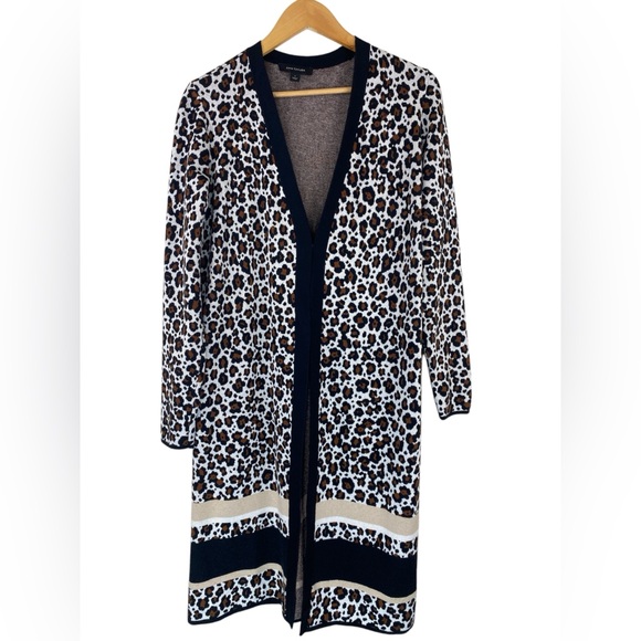 Ann Taylor Animal Print Colorblock Open Cardigan Women’s Size Small - Picture 3 of 9